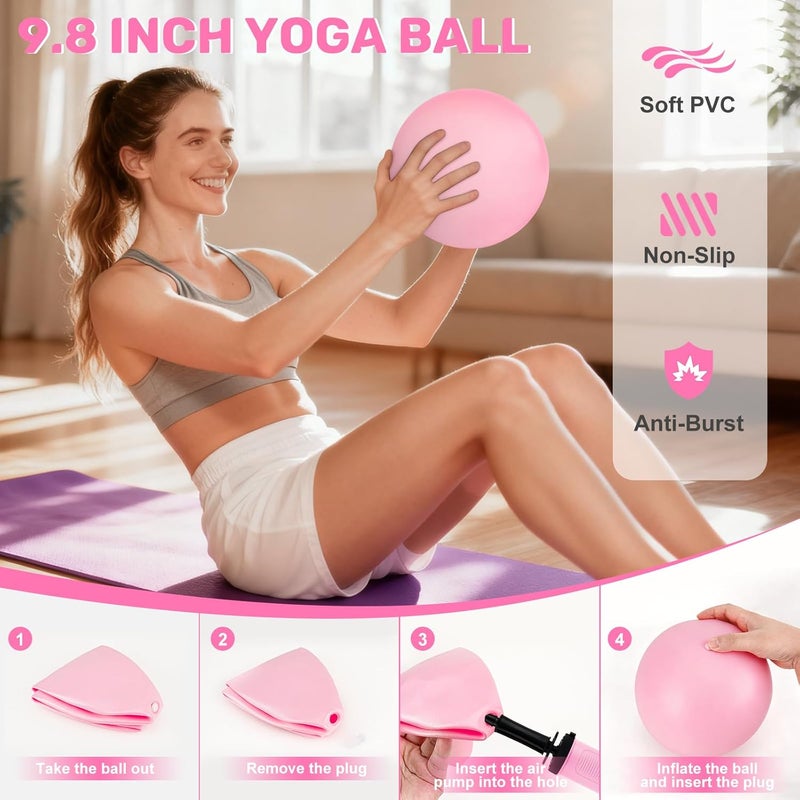 DOLZO Pilates Ring Set for Women – Home Pilates Equipment Kit with 12.5" Pilates Ring,Mini Ball,5 Resistance Bands, Sliders & Grip Socks – Complete Starter Set for Toning,Strength & Flexibility - Image 4